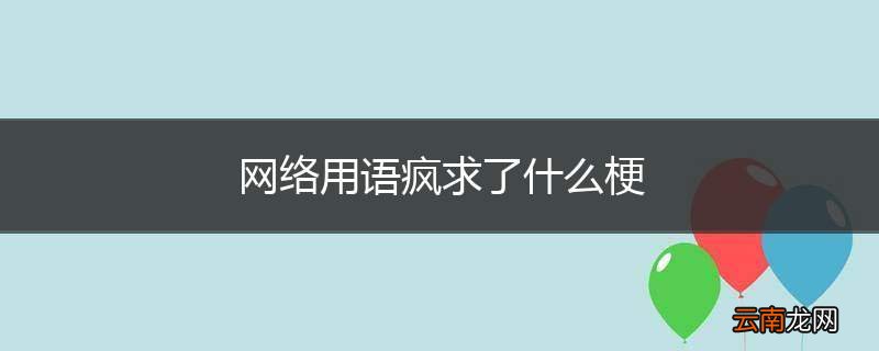 网络用语疯求了什么梗