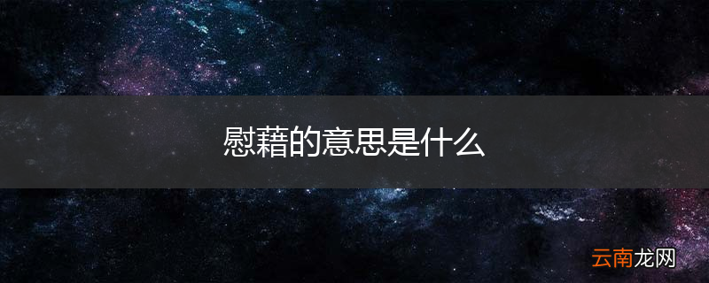 慰藉的意思是什么