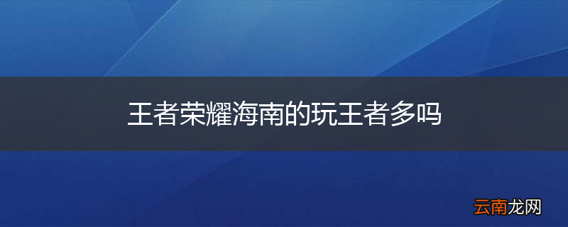 王者荣耀海南的玩王者多吗