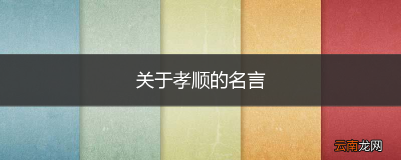 关于孝顺的名言