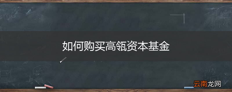 如何购买高瓴资本基金