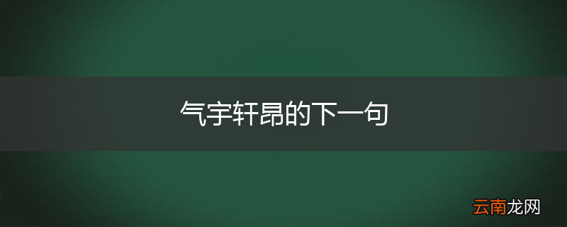 气宇轩昂的下一句