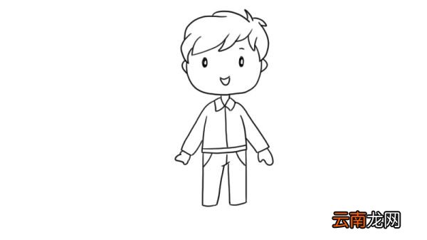 拿信封的小男孩简笔画