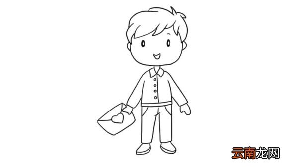 拿信封的小男孩简笔画