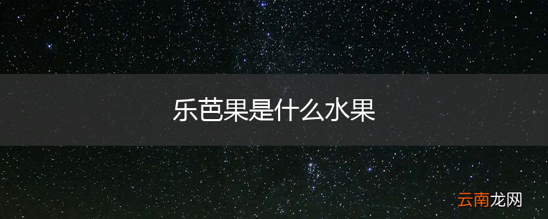 乐芭果是什么水果