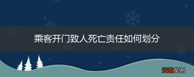 乘客开门致人死亡责任如何划分