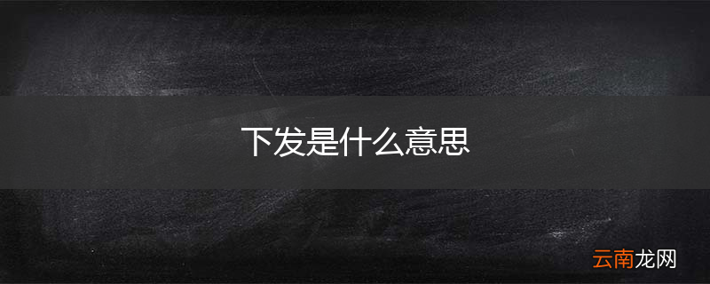 下发是什么意思