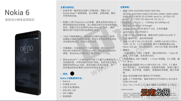 诺基亚6配置怎么样？一张图看完诺基亚6完整配置