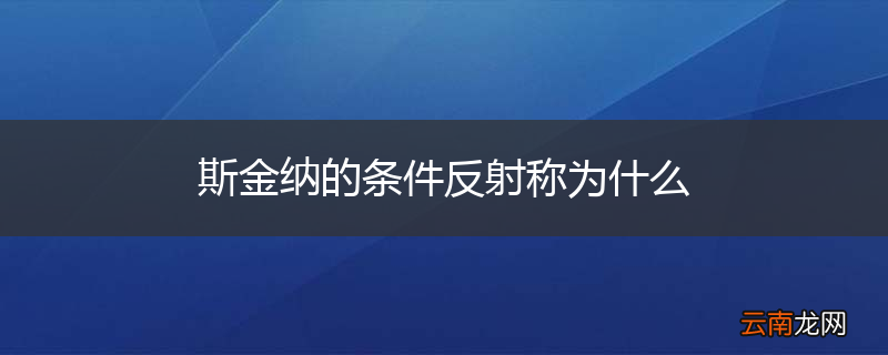 斯金纳的条件反射称为什么