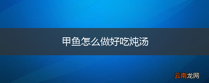 甲鱼怎么做好吃炖汤