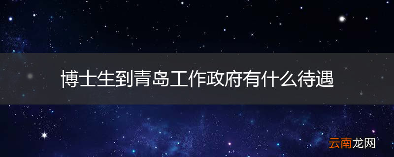 博士生到青岛工作政府有什么待遇