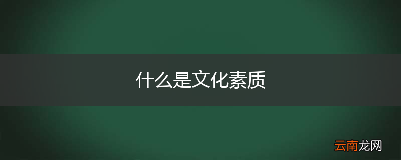 什么是文化素质