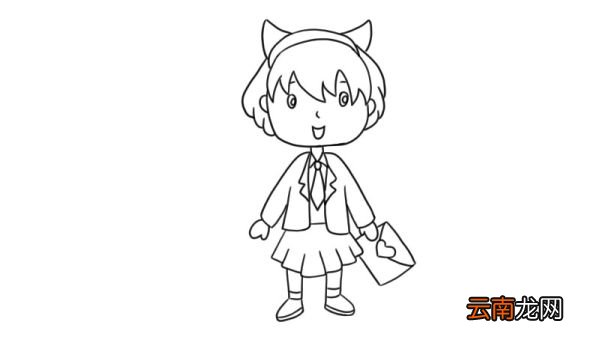 拿信封的小女孩简笔画