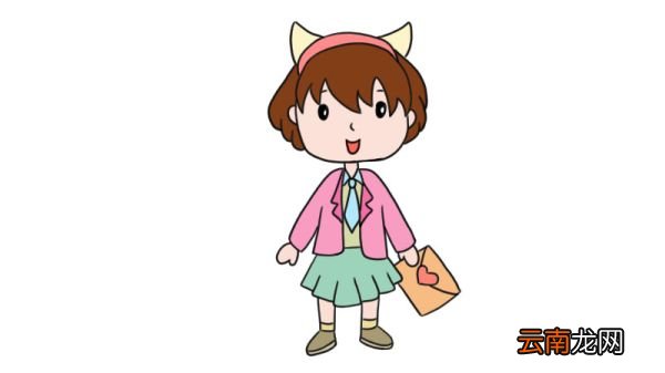 拿信封的小女孩简笔画