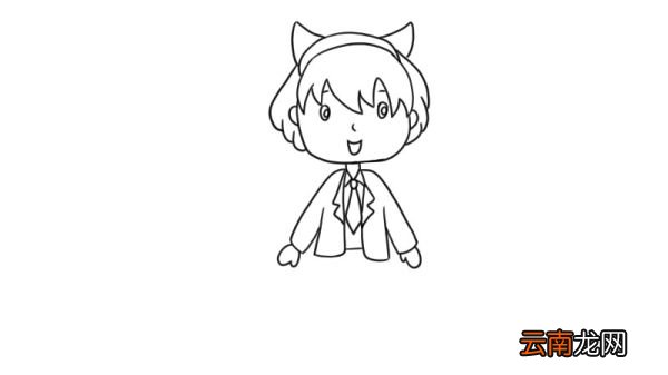拿信封的小女孩简笔画