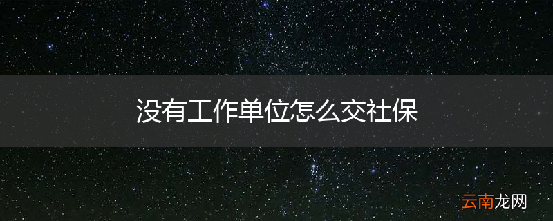 没有工作单位怎么交社保