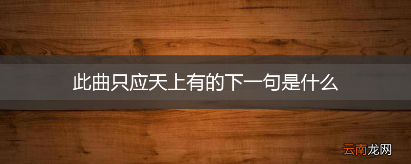 此曲只应天上有的下一句是什么