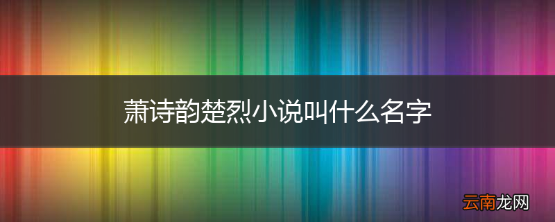 萧诗韵楚烈小说叫什么名字