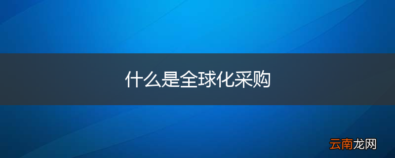 什么是全球化采购