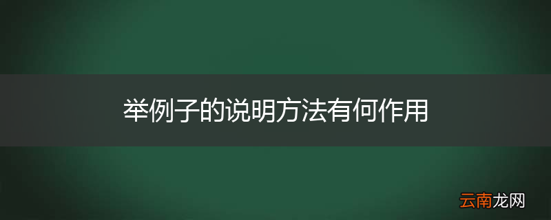 举例子的说明方法有何作用