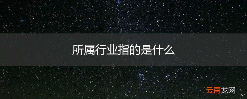 所属行业指的是什么