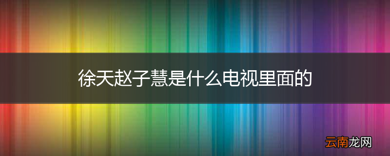徐天赵子慧是什么电视里面的