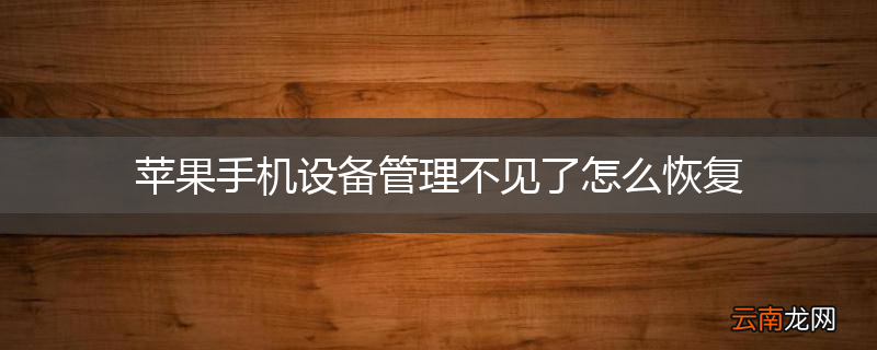 苹果手机设备管理不见了怎么恢复
