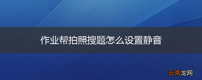 作业帮拍照搜题怎么设置静音