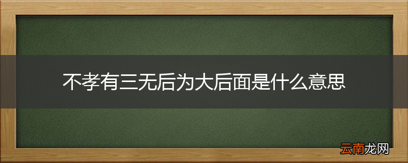 不孝有三无后为大后面是什么意思