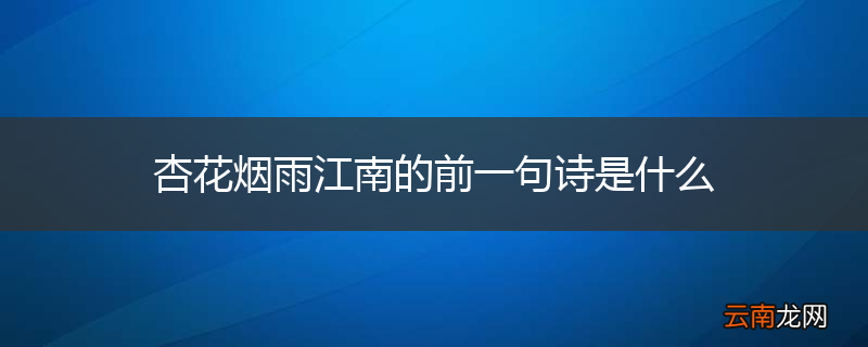 杏花烟雨江南的前一句诗是什么