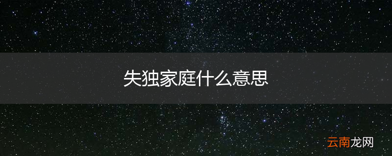 失独家庭什么意思