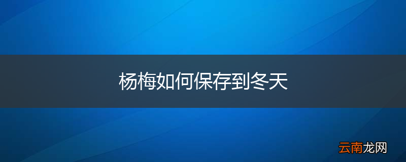 杨梅如何保存到冬天