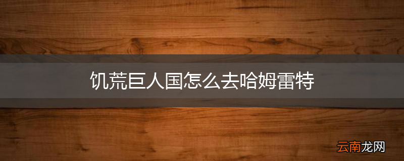 饥荒巨人国怎么去哈姆雷特