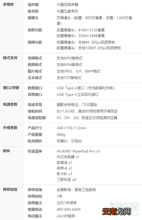 华为MatePad Pro的参数