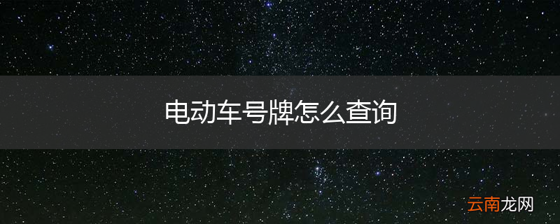 电动车号牌怎么查询
