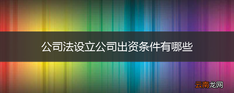 公司法设立公司出资条件有哪些