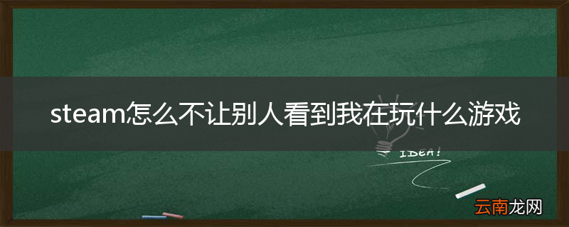 steam怎么不让别人看到我在玩什么游戏