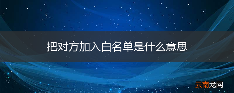 把对方加入白名单是什么意思