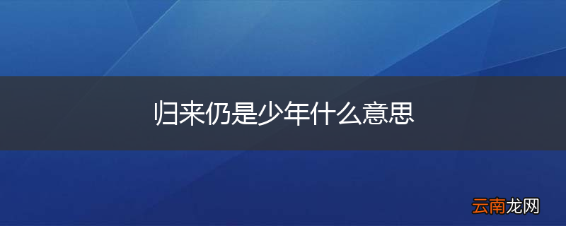 归来仍是少年什么意思