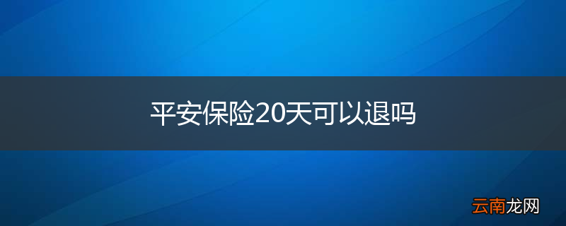 平安保险20天可以退吗