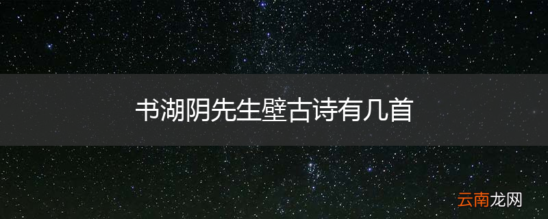 书湖阴先生壁古诗有几首