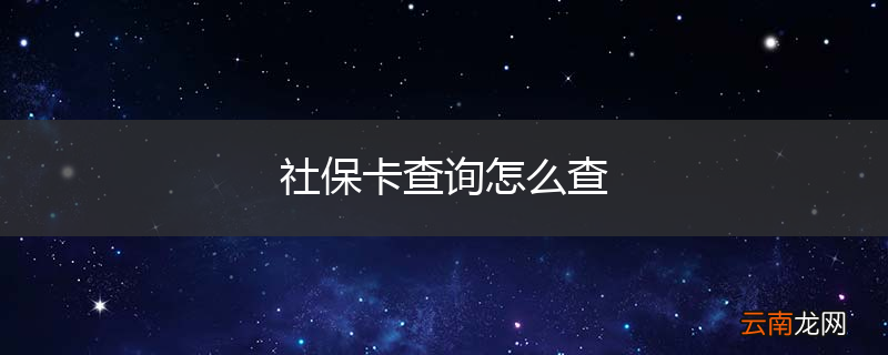 社保卡查询怎么查
