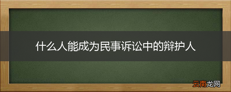 什么人能成为民事诉讼中的辩护人