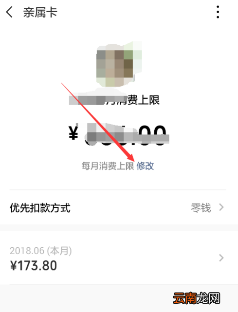微信中提升亲属卡额度具体操作步骤