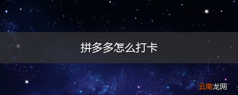 拼多多怎么打卡