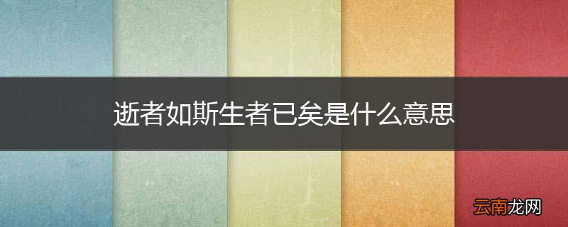 逝者如斯生者已矣是什么意思