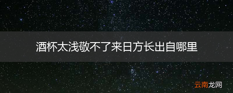 酒杯太浅敬不了来日方长出自哪里