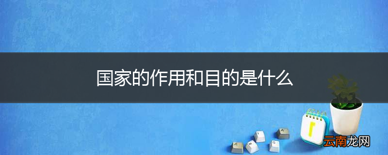 国家的作用和目的是什么