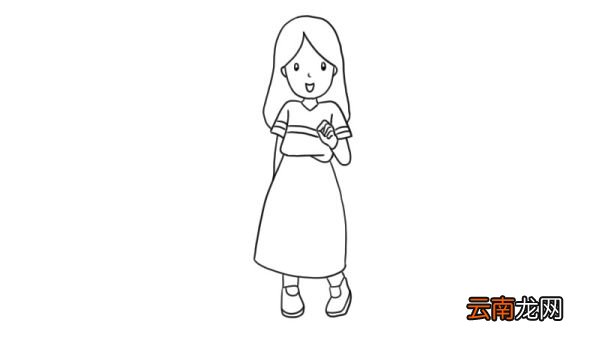 披头发的女孩简笔画
