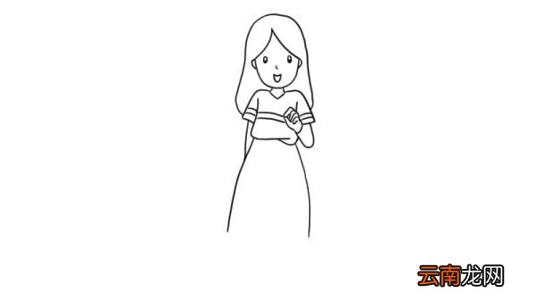 披头发的女孩简笔画